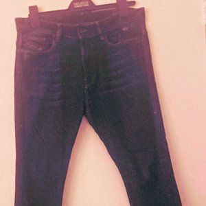 DIESEL O-AMNY-Y Skinny Blue D-stressed in Italy Cowhide Leather Logo Jeans 32